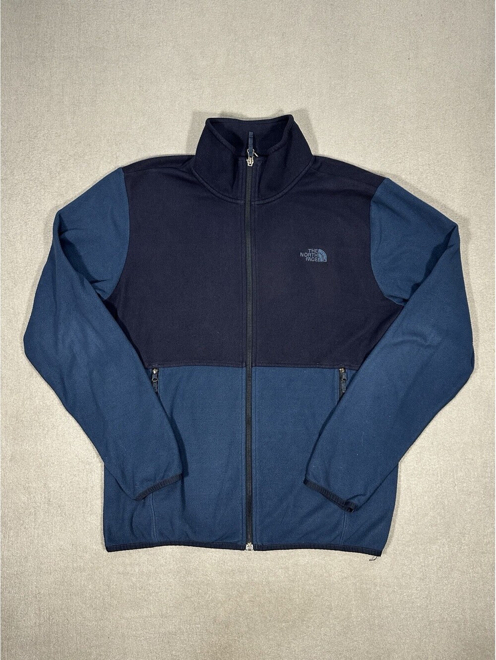 The North Face Mens Medium Full Zip Fleece Jacket Blue Two Tone Outdoor
